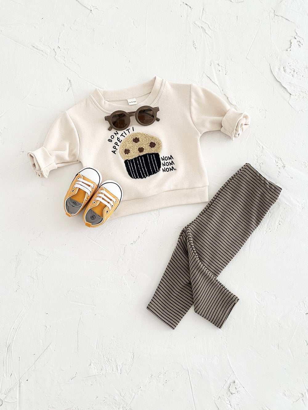 Klädset med Leggings och Tröja Muffin – Nom Nom Unisex, Beige, Bomull, Storlek 0–3 år More For Mini