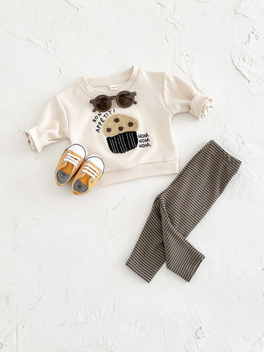 Klädset med Leggings och Tröja Muffin – Nom Nom Unisex, Beige, Bomull, Storlek 0–3 år More For Mini