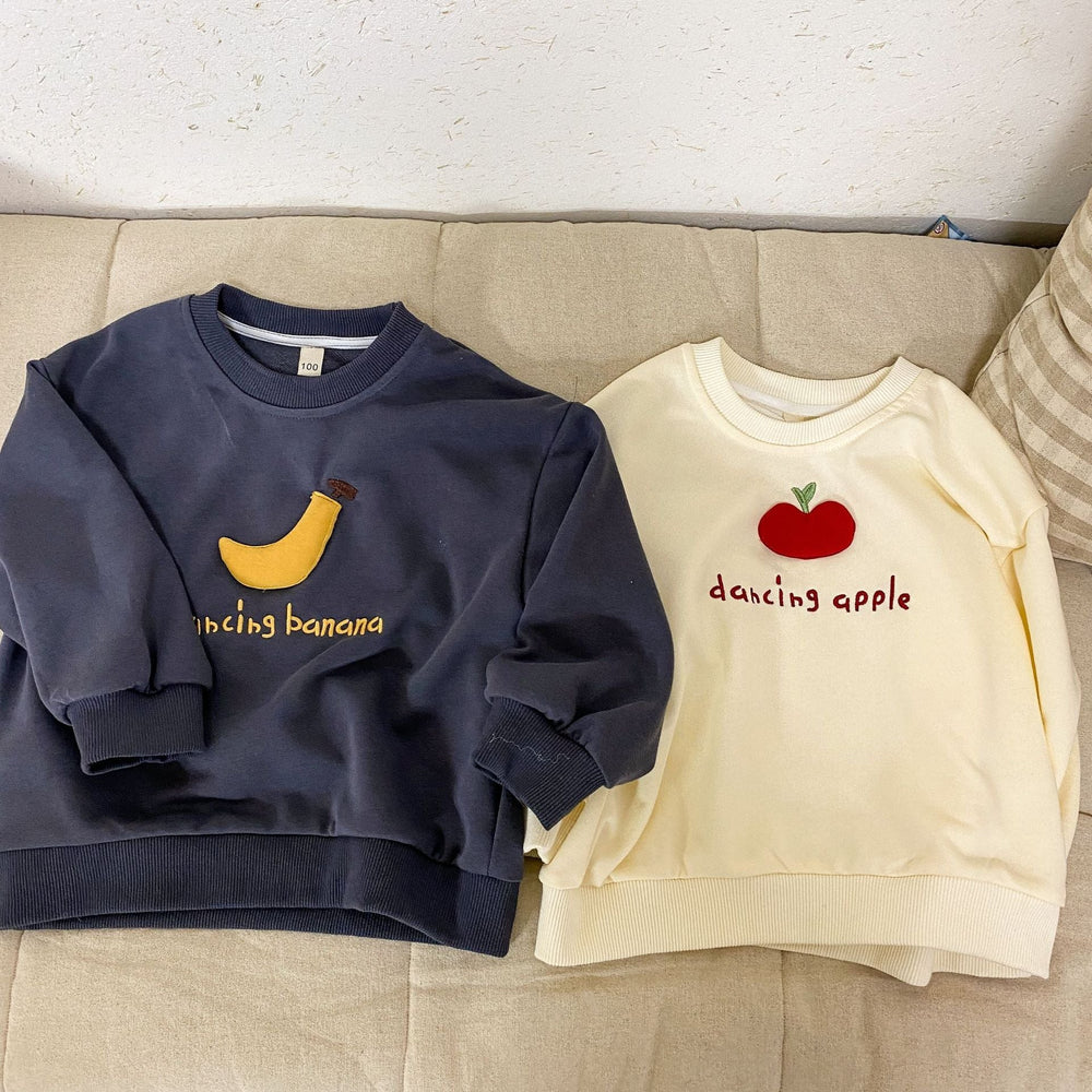 Tröja med frukt – Dancing Fruits Unisex, Vit/Grå, Bomull, Storlek 0–8 år More For Mini