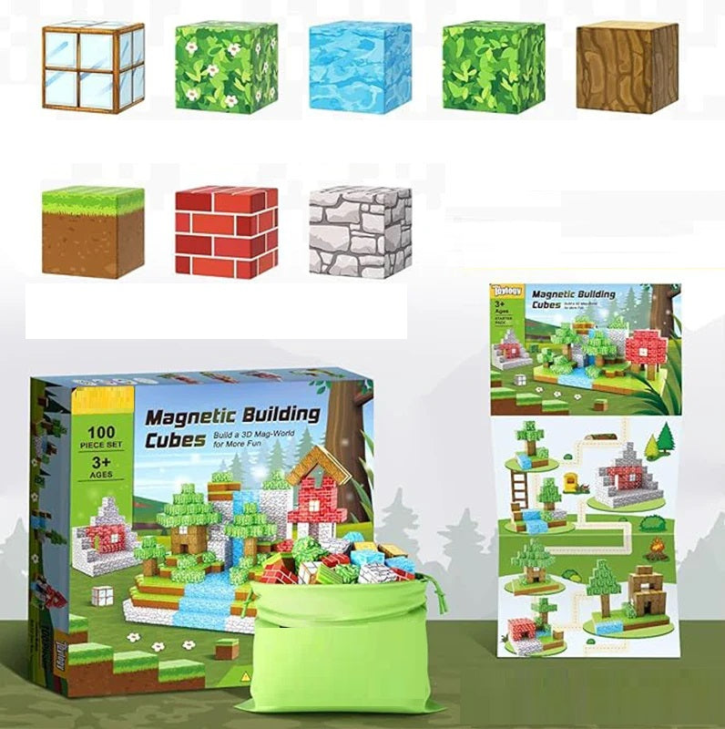 Magnetiska Byggblock för Barn – Pedagogisk STEM-leksak (48 eller 100 delar) – Kreativt Byggleksak från 3 år More For Mini