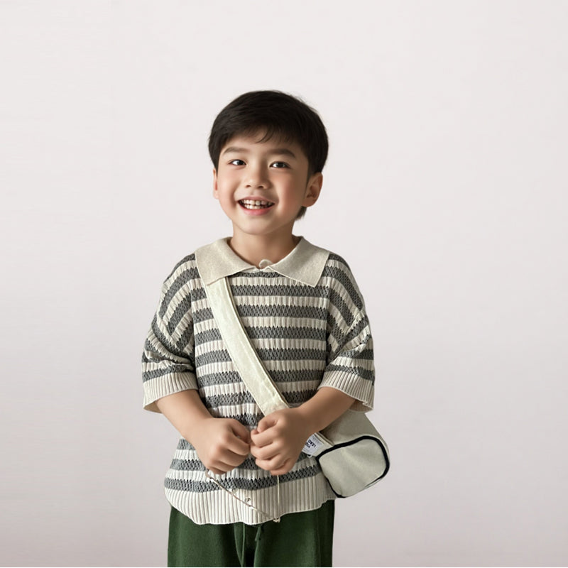 Livo Milo Stickad Pikétröja för Barn – Kort ärm – Unisex – Randig – 100 % bomull – 0–6 år More For Mini
