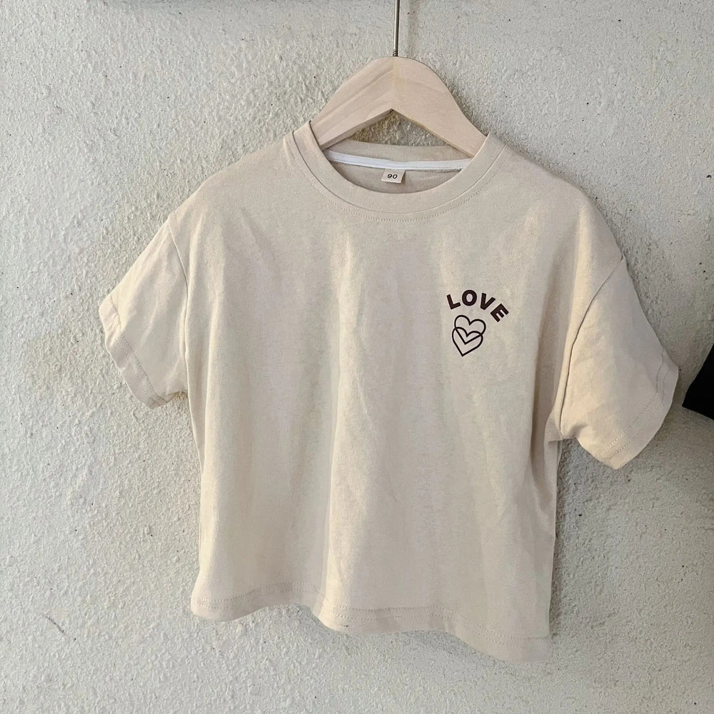 Oversized T-shirt – CozyLove Unisex, Grå/Beige, Bomull, Storlek 0–8 år More For Mini