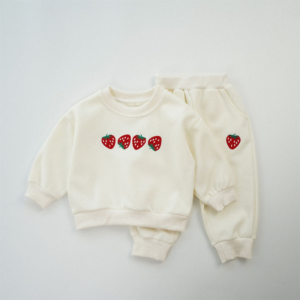 Träningsdräkt med jordgubbstryck – BerryBunch Flickor, Rosa/Vit, Bomull, Storlek 0–6 år More For Mini