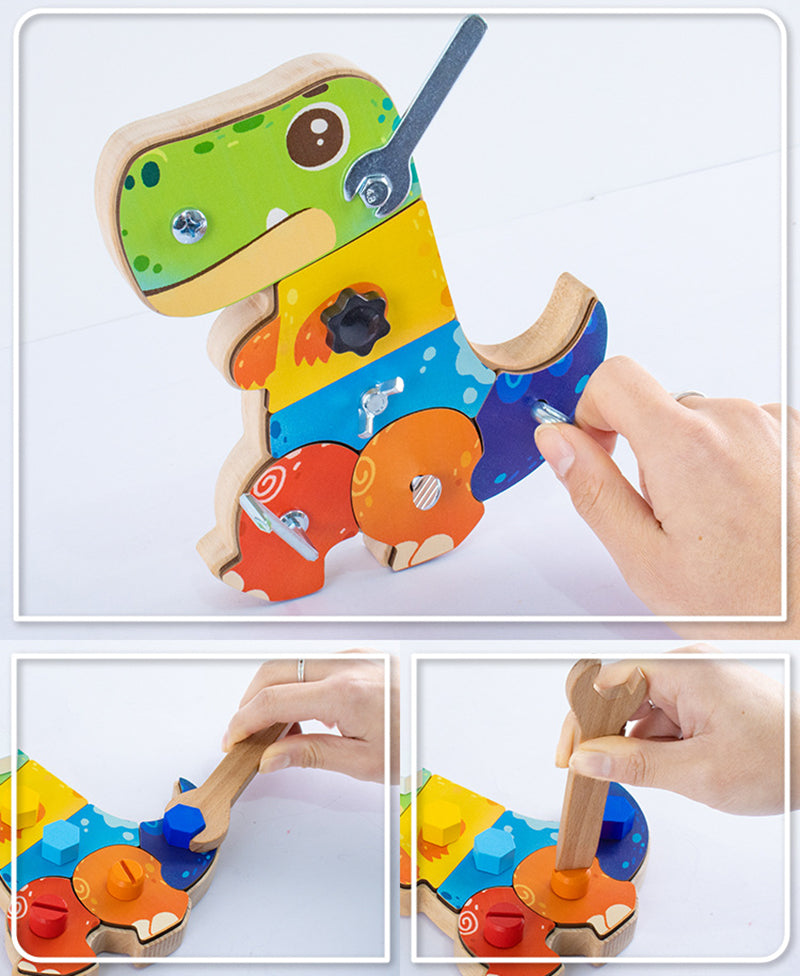 Träbaserad 3D Dino Byggsats – Pedagogiskt STEM-leksak, Bygg & Lek, Motorisk Utveckling, från 2 År More For Mini