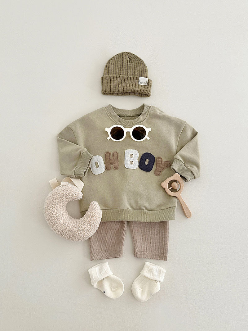 Klädset med leggings och tröja – LittleNomad Pojkar, Beige/Brun/Grön, Bomull, Storlek 0–3 år More For Mini