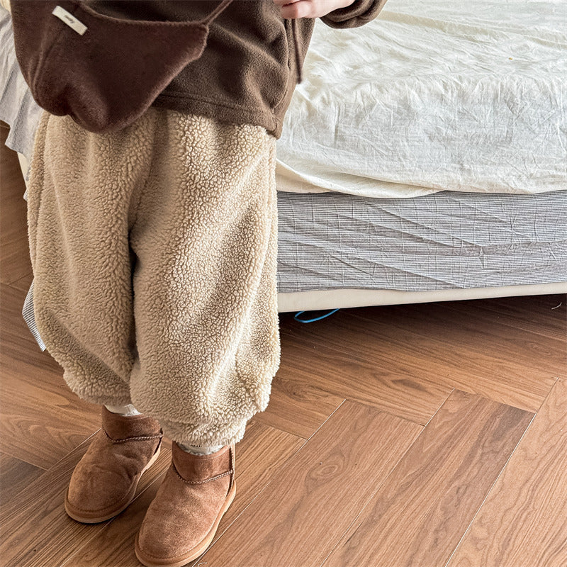 Teddy Joggingbroek - Snuggle Unisex, Bruin/Grijs/Blauw, Katoen Maat 0-6 Jaar-More For Mini