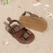 Solevi Lino Babysandaler – Sommarsandal för Flicka/Pojke – Justerbara – Halkfria – Brun/Beige – 0-1,5 år – Veganskt Läder More For Mini
