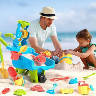 Sandino Sand- & Strandlekset – 22-delars Utomhusleksak med Skottkärra för Barn 2–6 År – Sandlåda & Trädgårdsset More For Mini