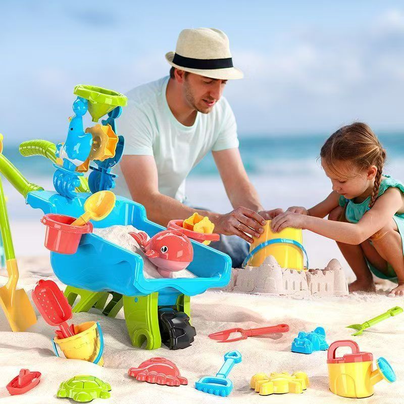 Sandino Sand- & Strandlekset – 22-delars Utomhusleksak med Skottkärra för Barn 2–6 År – Sandlåda & Trädgårdsset More For Mini