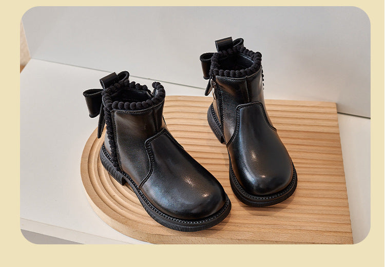 Enkellaars – Nilla Meisjes, Bruin/Zwart, Leer, Maat 23-26-More For Mini