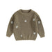 Gebreide Trui met Bloemen – Meisjes, Beige/Groen/Grijs/Paars/Roze, Katoen, Maat 0-6 Jaar-More For Mini