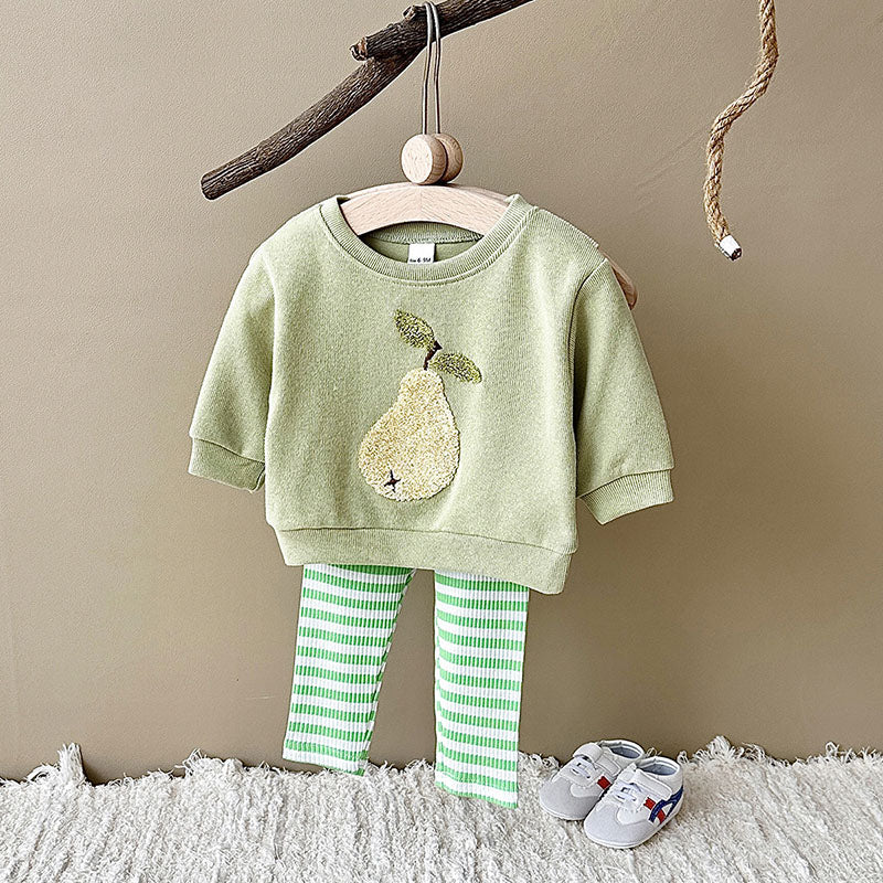 Set med leggings och tröja – BerryBabe Flickor, Rosa/Gul/Grön, Bomull, Storlek 0–3 år More For Mini
