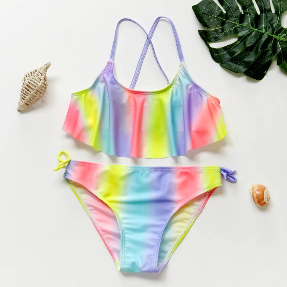 Flickor Tankini Baddräkt Sjöjungfruprint – Sommarstrandkläder | 3-12 år More For Mini