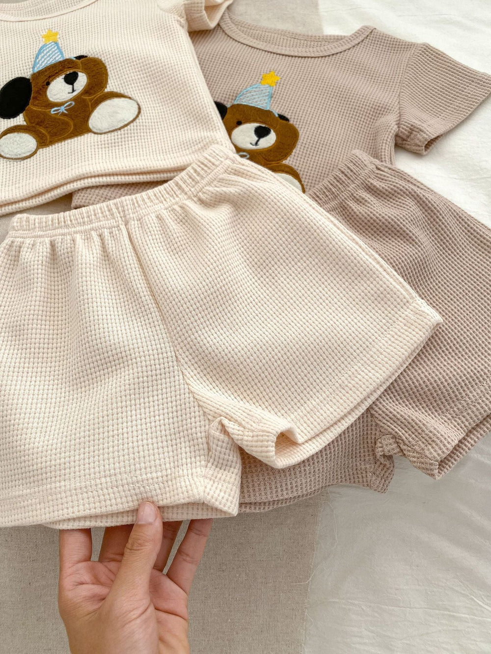 Loupi-set 0–3 år – Sommaroutfit för Flickor och Pojkar – 2-delad – Beige/Brun MoreForMini