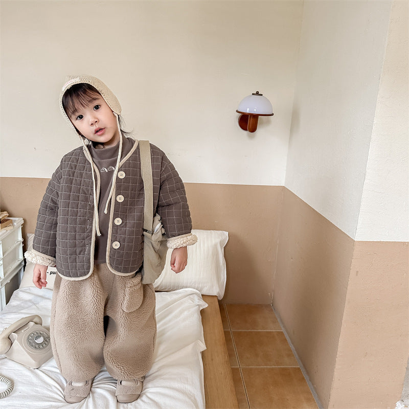 TeddySoft Gewatteerd Babyjasje Unisex | Winterjas 1–6 Jaar | Warme Katoenen Jas met Knoopsluiting & Ruitpatroon More For Mini