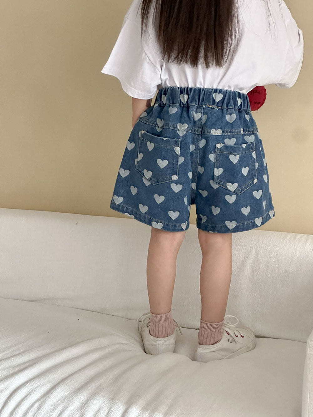 Kort Jeansbyxa med Hjärtan – Liva Denim Shorts Baby, Småbarn, Förskolebarn, Barn – Ljusblå/Mörkblå, Bomull, Storlek 0–8 år More For Mini