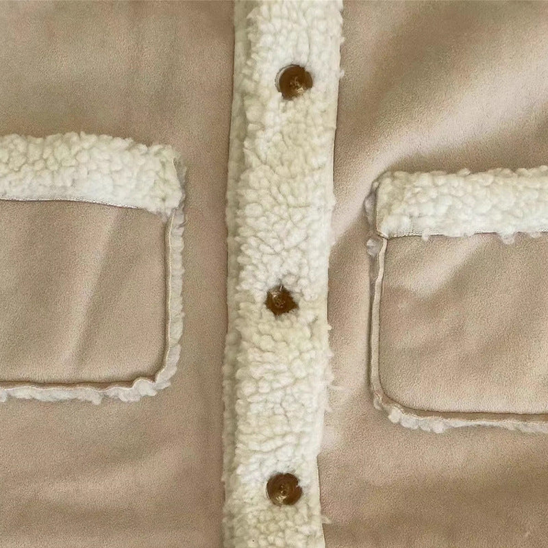 Teddy Sherpa Jas - Unisex, Bruin/Wit, Suède, Maat 0-6 Jaar-More For Mini