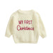 Kersttrui – Mijn Eerste Kerst Unisex, Groen/Rood/Khaki/Wit, Katoen, Maat 0-2 Jaar-More For Mini