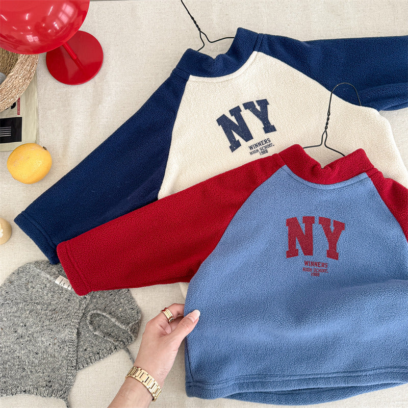 Sweater met Fleece - CityStyle Unisex, Blauw/Wit, Katoen, Maat 0-6 Jaar-More For Mini