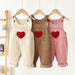 Hängselbyxa med Hjärta – Cordi Love Flickor, Beige/Rosa/Brun, Bomull, Storlek 0–4 år More For Mini