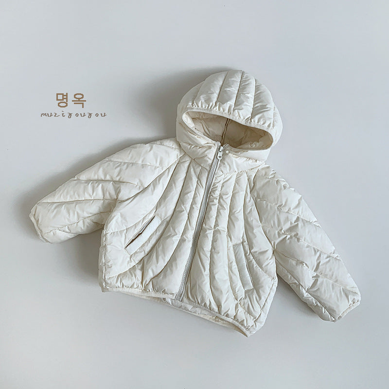 Donsjas met Capuchon - Muziyouyou Jongens, Bruin/Wit, Polyester, Maat 0-6 Jaar-More For Mini