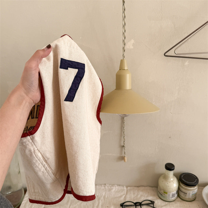 Väst – CloudNine Unisex, Beige/Blå, Bomull, Storlek 0–6 år More For Mini