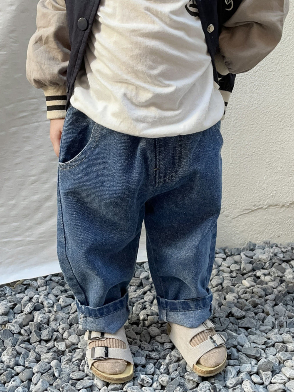 Relaxed Fit Jeans - Unisex, Blauw/Zwart/Abrikoos, Katoen, Denim, 0-5 Jaar-More For Mini