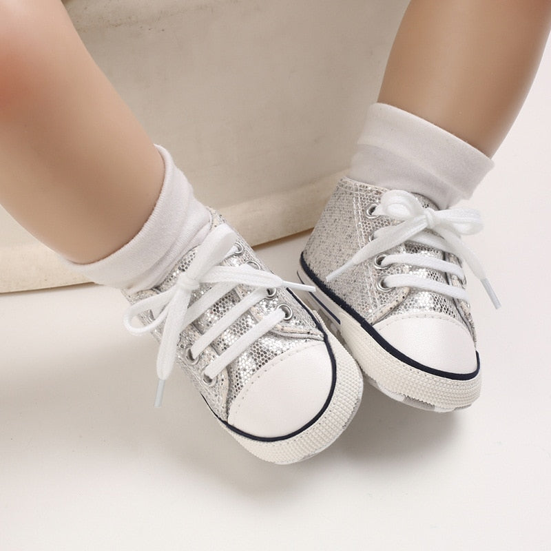 Lunari Glitz Babysneaker – Glittriga Babyskor för Flicka – Halkfria – Första Steg Skor – 0–1,5 år More For Mini