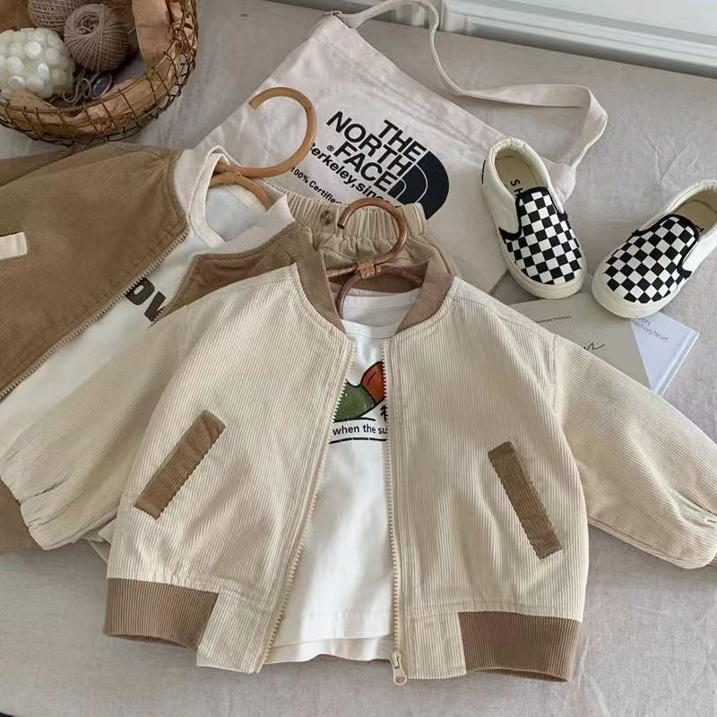 Jas met Ribbels – Monro Unisex, Beige/Khaki Katoen, Maat 1-8 Jaar-More For Mini