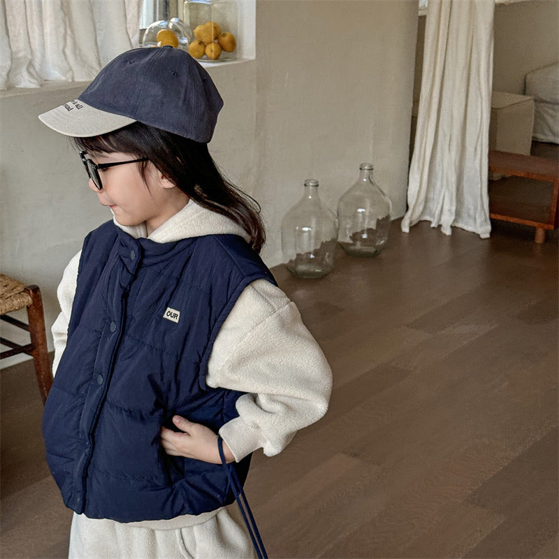 Bodywarmer - Little Voyager Unisex, Blauw/Beige, Katoen, Maat 0-6 Jaar-More For Mini