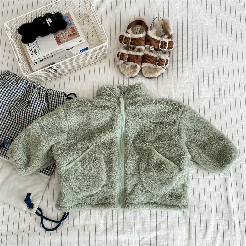 Teddy Fleece Vest - FluffyNest Meisjes, Beige/Groen/Grijs/Bruin, Katoen, Maat 0-6 Jaar-More For Mini
