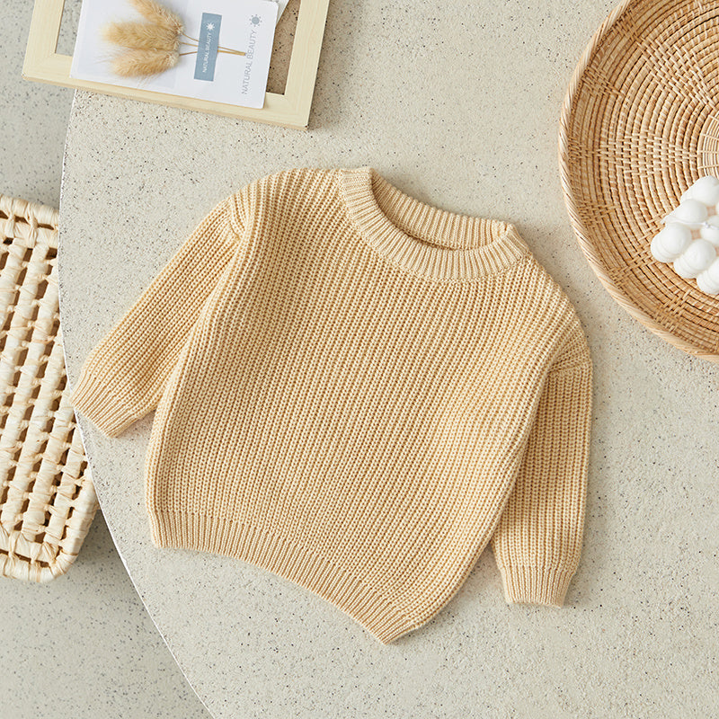 Gebreide Trui - Amba Unisex, Wit/Zwart/Blauw/Roze/Groen/Grijs/Bruin, Katoen, Maat 0-6 jaar-More For Mini