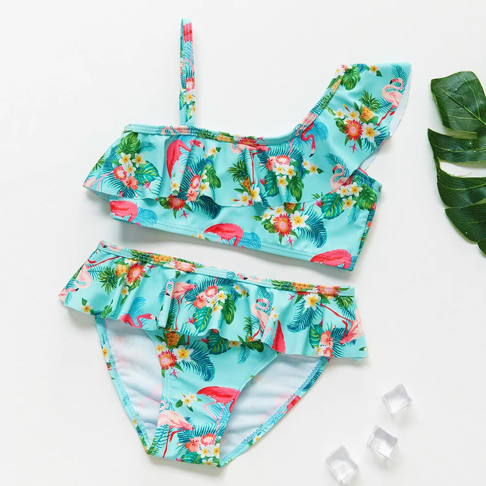 Flickor Tankini Baddräkt Sjöjungfruprint – Sommarstrandkläder | 3-12 år More For Mini