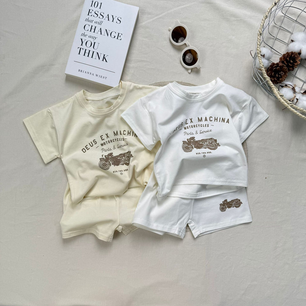 Rider Deux Babyset – 2-delat Sommarset med Vintage Motortryck | Bomull | Storlek 0–3 år More For Mini