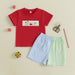 Schooltrain Zomerset Jongens | Rood T-shirt met Treinprint & Gestreepte Short | Katoen & Polyester | 2–6 Jaar | Zomerspeelkleding More For Mini