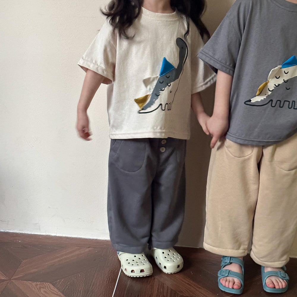 T-shirt med dinosaurie – Småbarn, Förskolebarn, Barn, Beige/Grå, Bomull, Storlek 1–7 år More For Mini