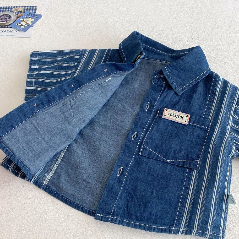 Denim Days Baby- & Barnsommarset – Unisex jeansskjorta och shorts | Lune & Lio | Storlek 0–7 år | 100 % bomull More For Mini