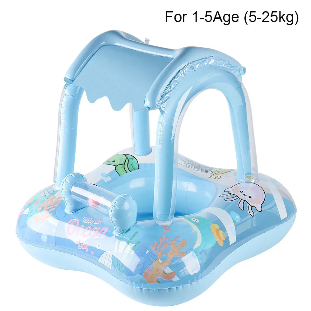 Baby Simring med Baldakin – Uppblåsbar Float med Soltak More For Mini