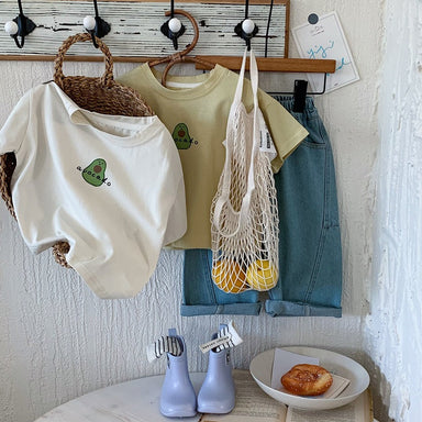 T-shirt med avokadotryck – Småbarn, Förskolebarn, Barn, Vit/Gul, Bomull, Storlek 2–7 år More For Mini
