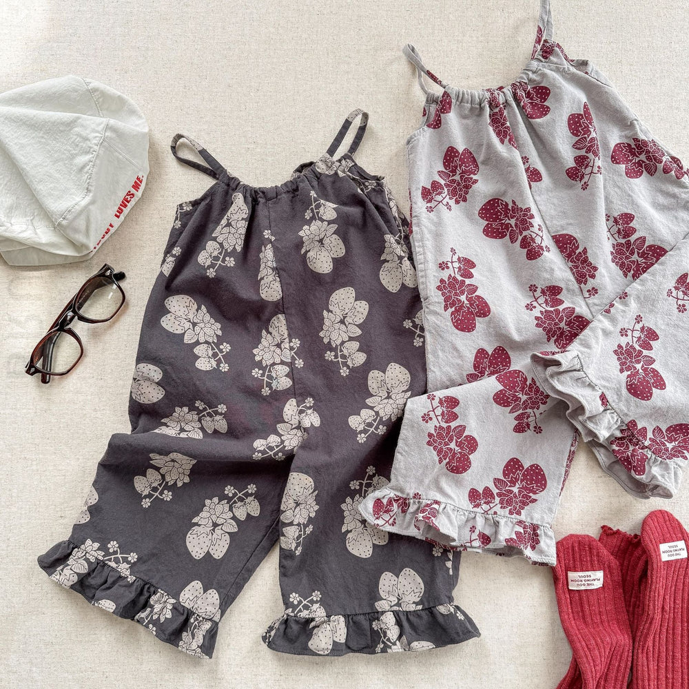 Lunea Kids Flora Volangbyxdress Flicka – Sommarjumpsuit i bomull – Blommönster – Volanger – 0–6 år – Luftiga barnkläder More For Mini