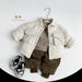 Donsjas met Polo kraag - Muziyouyou Jongens, Bruin/Wit, Polyester, Maat 0-6 Jaar-More For Mini