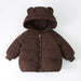 Winterjas met Berenoren en Ribbel - Lusa Meisjes, Bruin/Wit/Roze/Beige, Polyester, Maat 0-8 Jaar-More For Mini