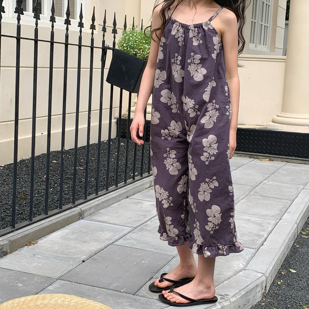 Lunea Kids Flora Volangbyxdress Flicka – Sommarjumpsuit i bomull – Blommönster – Volanger – 0–6 år – Luftiga barnkläder More For Mini