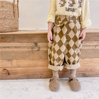 Rutig Byxa – Checkmate Unisex, Svart/Brun, Bomull, Storlek 0–6 År More For Mini