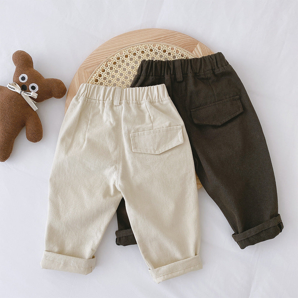 Casual Broek met Elastische Tailleband - Comfort Jongens, Beige/Bruin, Maat 1-5 Jaar-More For Mini