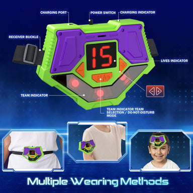 LaserBlaze Speelset 4-Persoons – Draadloos Laser Tag Spel met Pistolen & Body Gear | Laser Game voor Kinderen 6+ | Infrarood Speelgoed Pistolen Oplaadbaar More For Mini