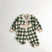 Stickat rutigt klädset – Lilla schackmästaren unisex, Beige/Grön, Bomull, Storlek 0–6 år More For Mini