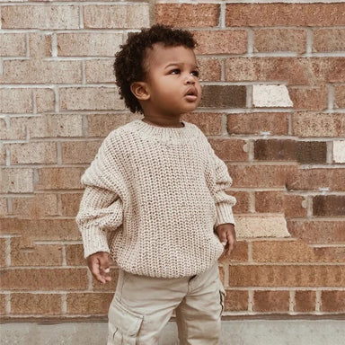 Gebreide Trui - Baki Unisex, Beige/Roomwit, Katoen, Maat 0-4 jaar-More For Mini
