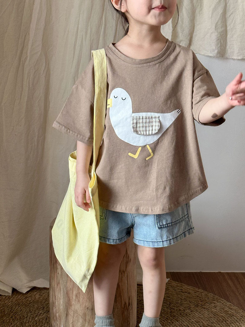 3D T-shirt med haj och mås – Baby, Småbarn, Förskolebarn, Barn, Blå/Brun, Bomull, Storlek 0–8 år More For Mini