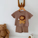 Våffeltygsset T-shirt & Shorts med Lejon – Little Roar Baby Småbarn, Brun/Beige, Bomull, Storlek 0–3 år More For Mini